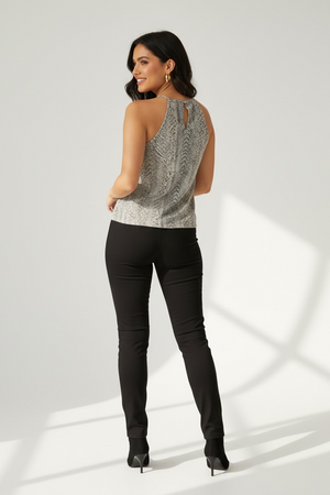 Plisse halter neckline close up