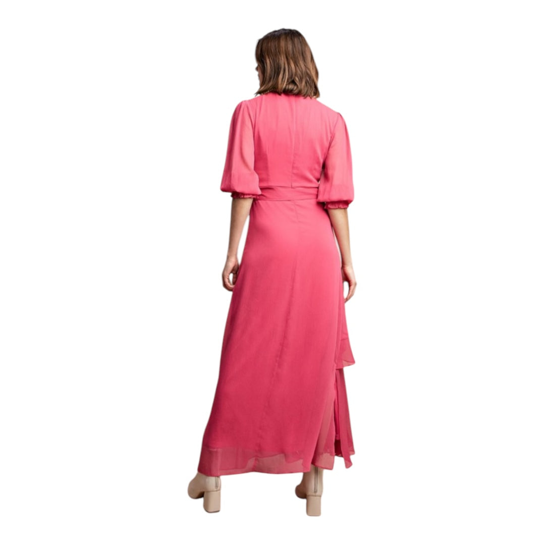 Ruffle Wrap Tie Waist Maxi Dress