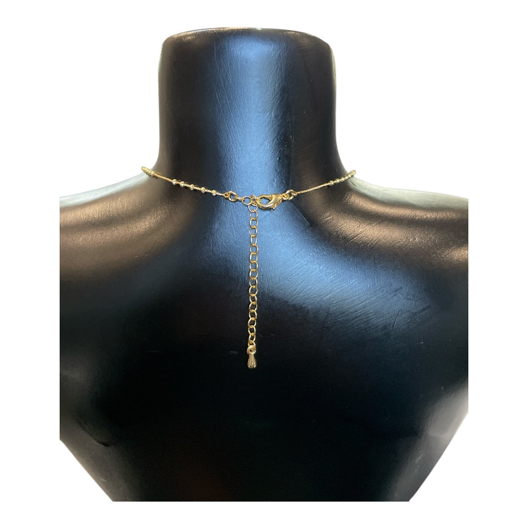 Gold Dipped Emerald Rhinestone Clover Pendant Necklace