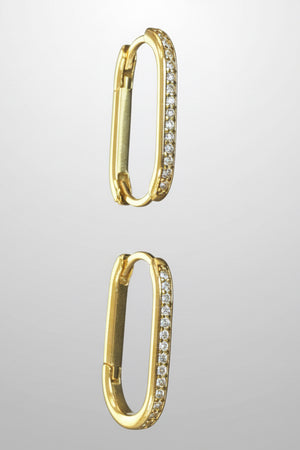 Radiance slim oval hoop earrings with sparkling CZ pave edge