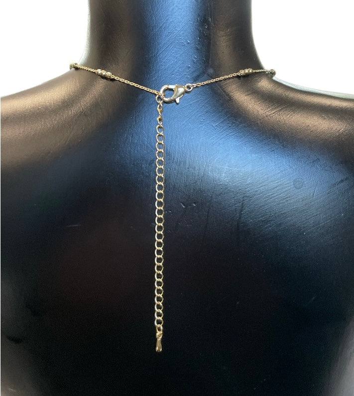 Gold Mini Pave Coin Pendant Chain Necklace