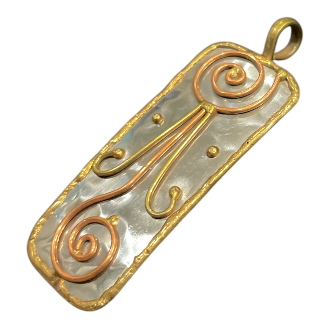 Stainless Steel pendant with brass/copper