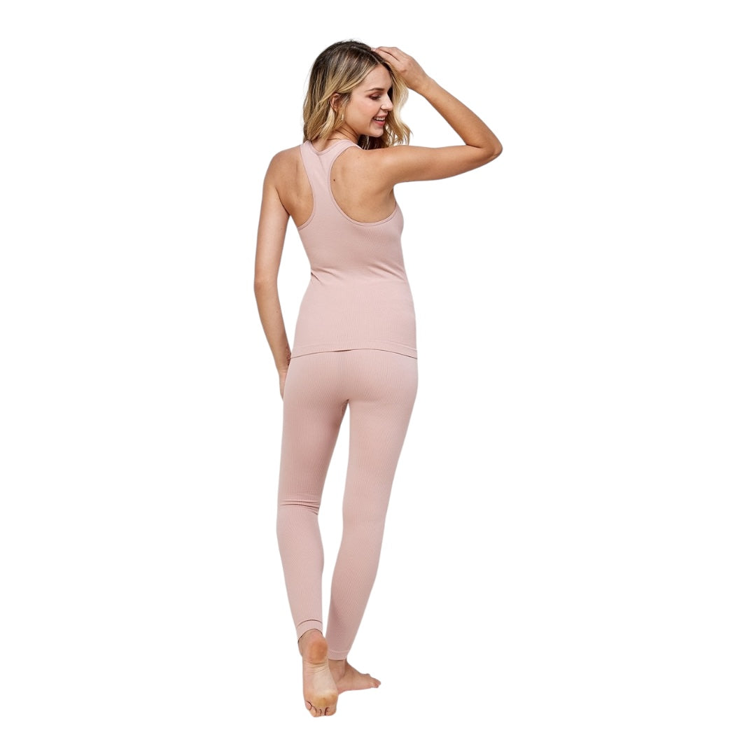 Ribbed Seamless Tank Top Legging Lounge Set