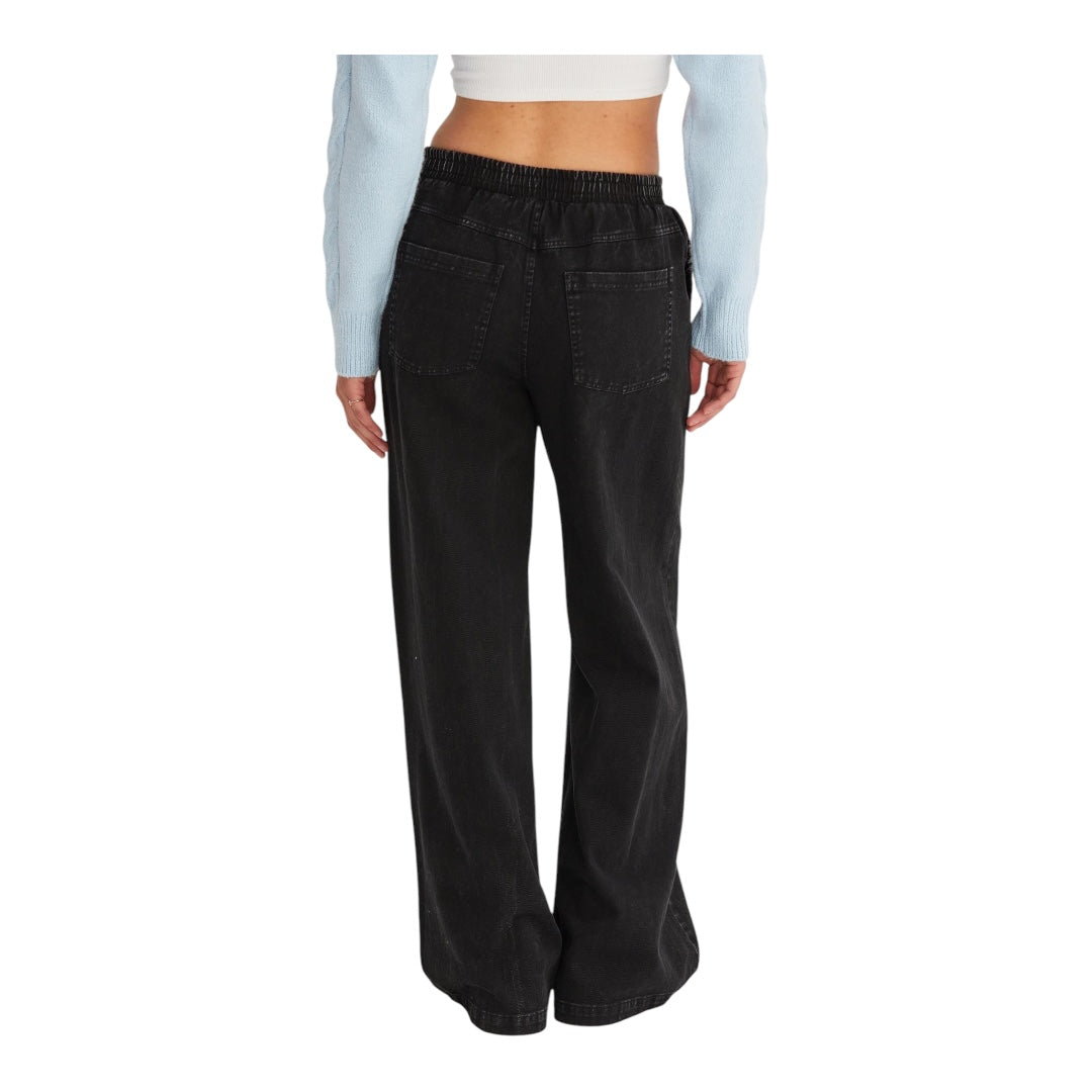 Black Elastic Waist wide Leg Pants