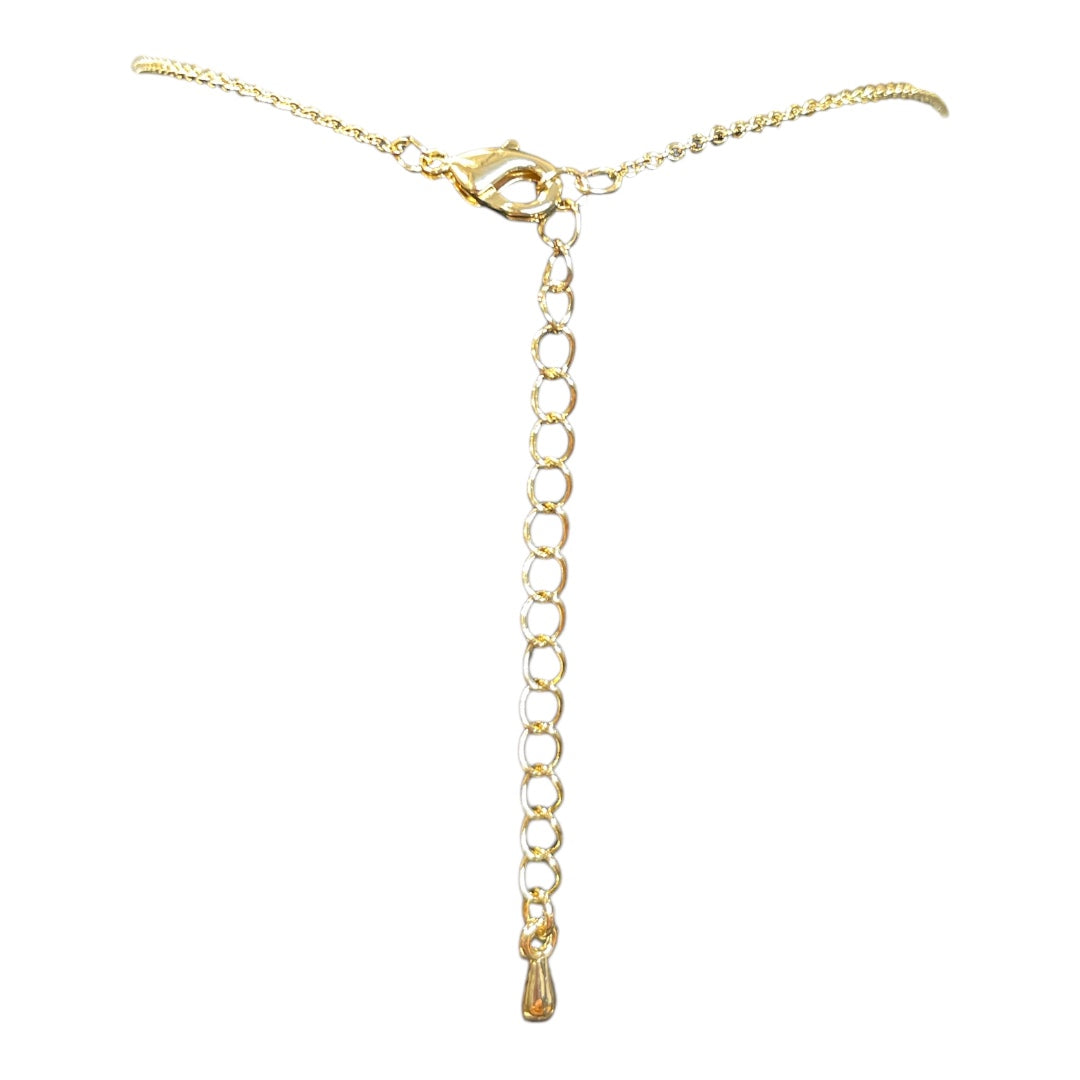 Gold Dipped Shell And Cz Pave Butterfly Pendant Necklace