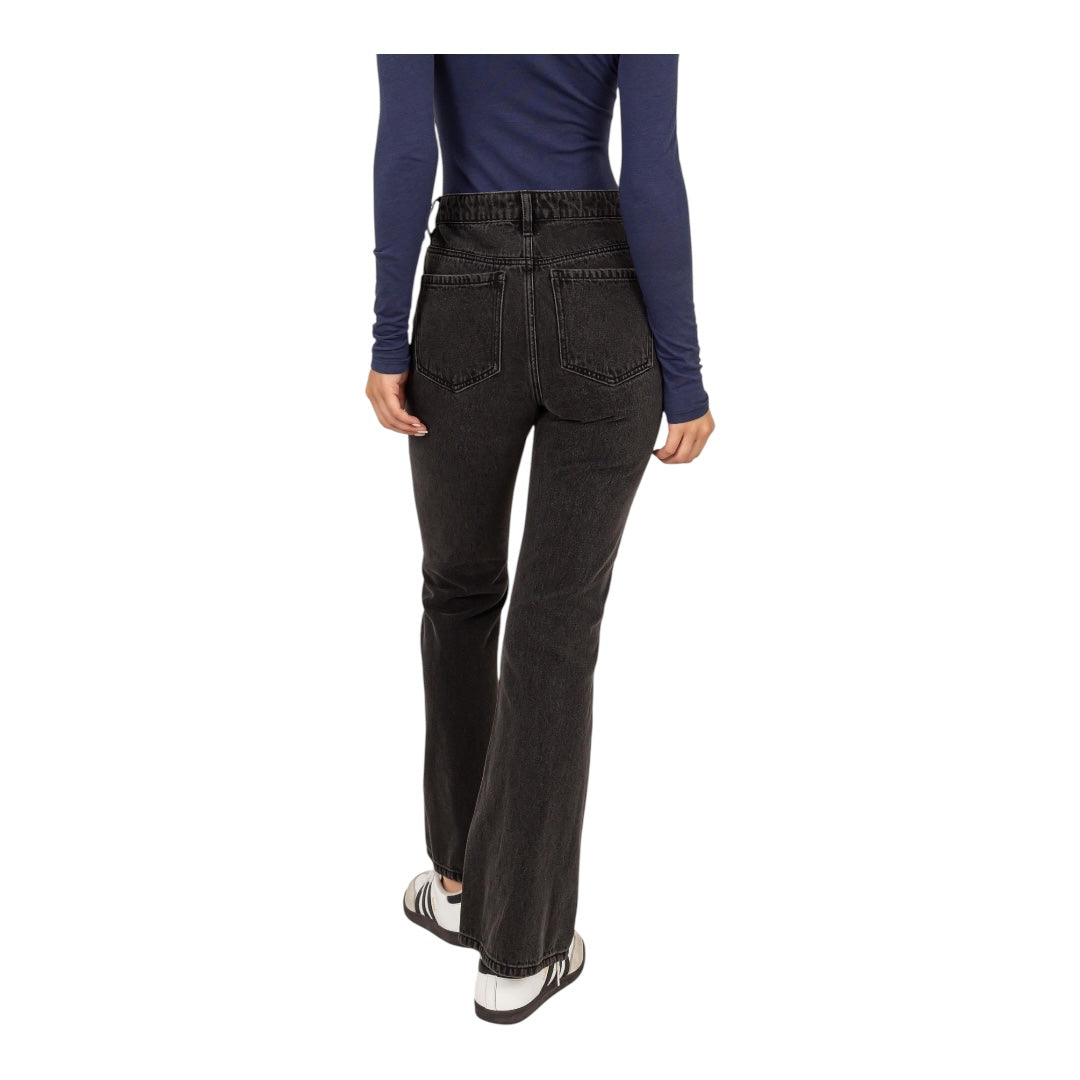 Charcoal High Waisted Zipper Fly 5 Pocket Flare bottom Jeans