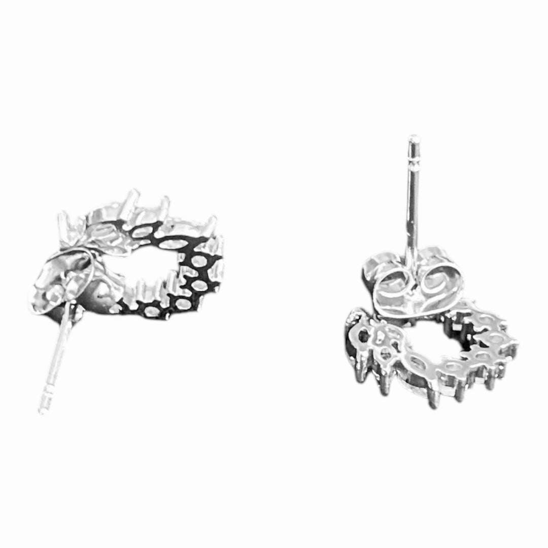 Silver Mixed Cz Cluster Hoop Stud Earrings