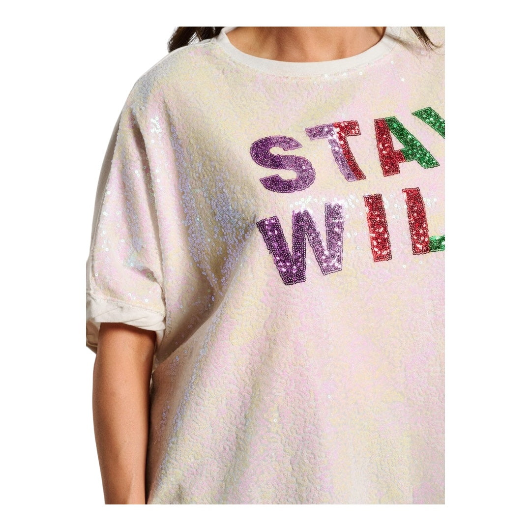STAY WILD SEQUIN GRAPHIC TOP