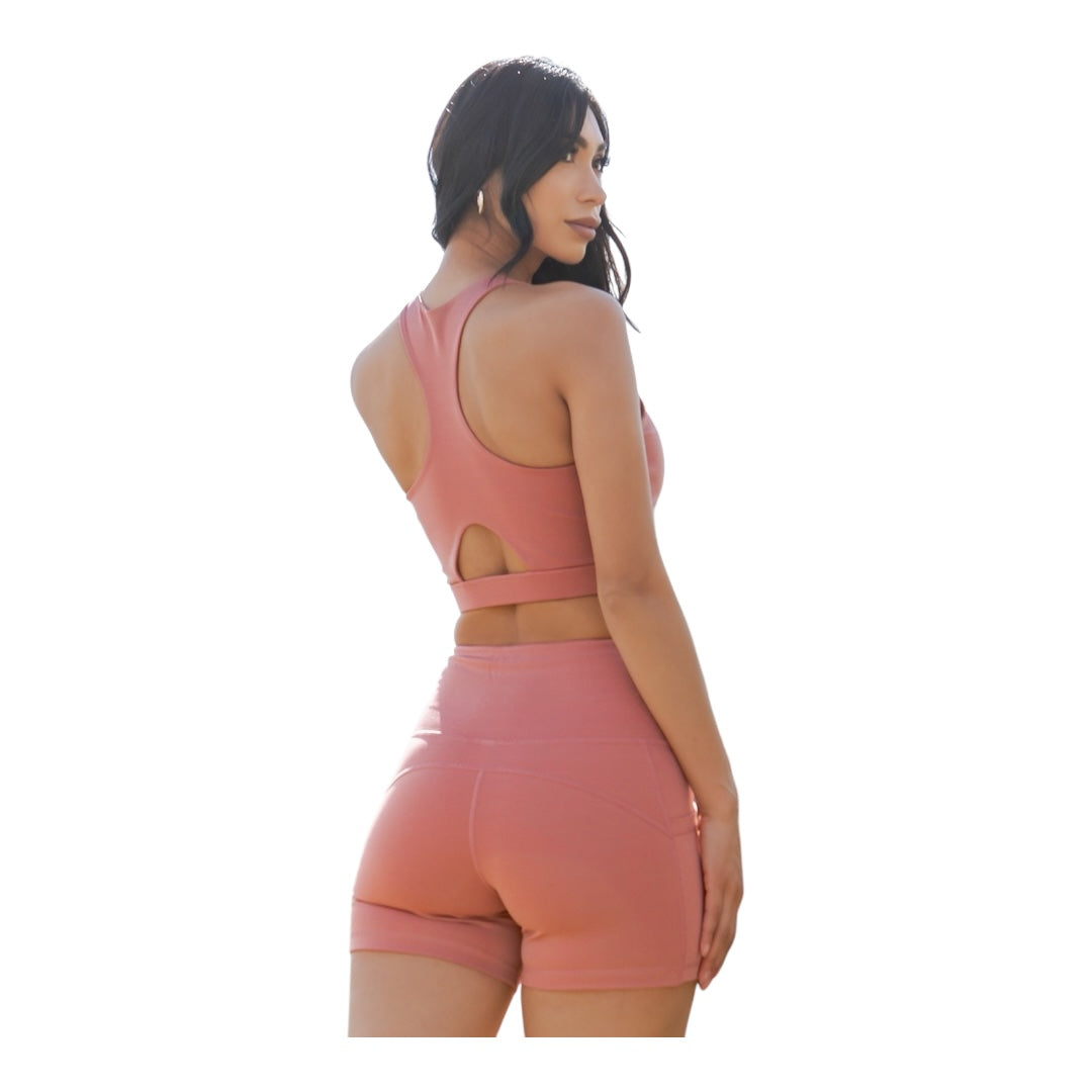 SPORTS BRA CROP TOP & BIKER SHORT SET