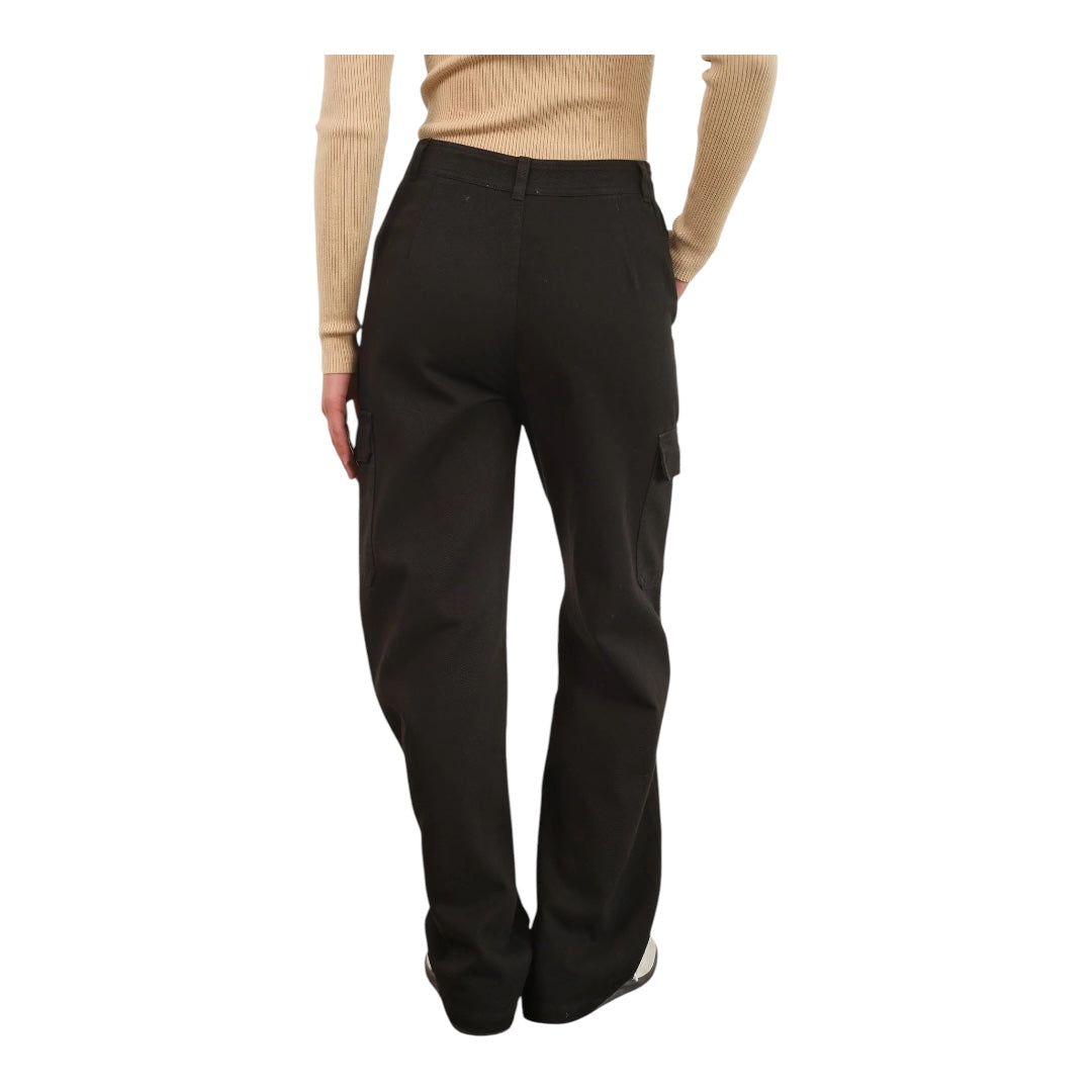 Black High Waisted Wide Leg Cargo Pants