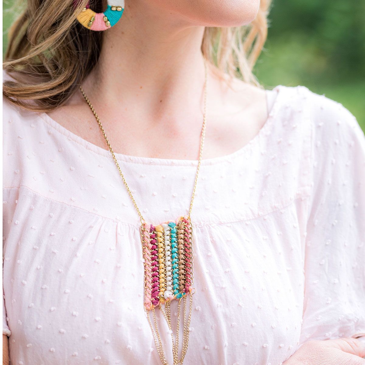 Handmade Warp & Weft Striped Necklace