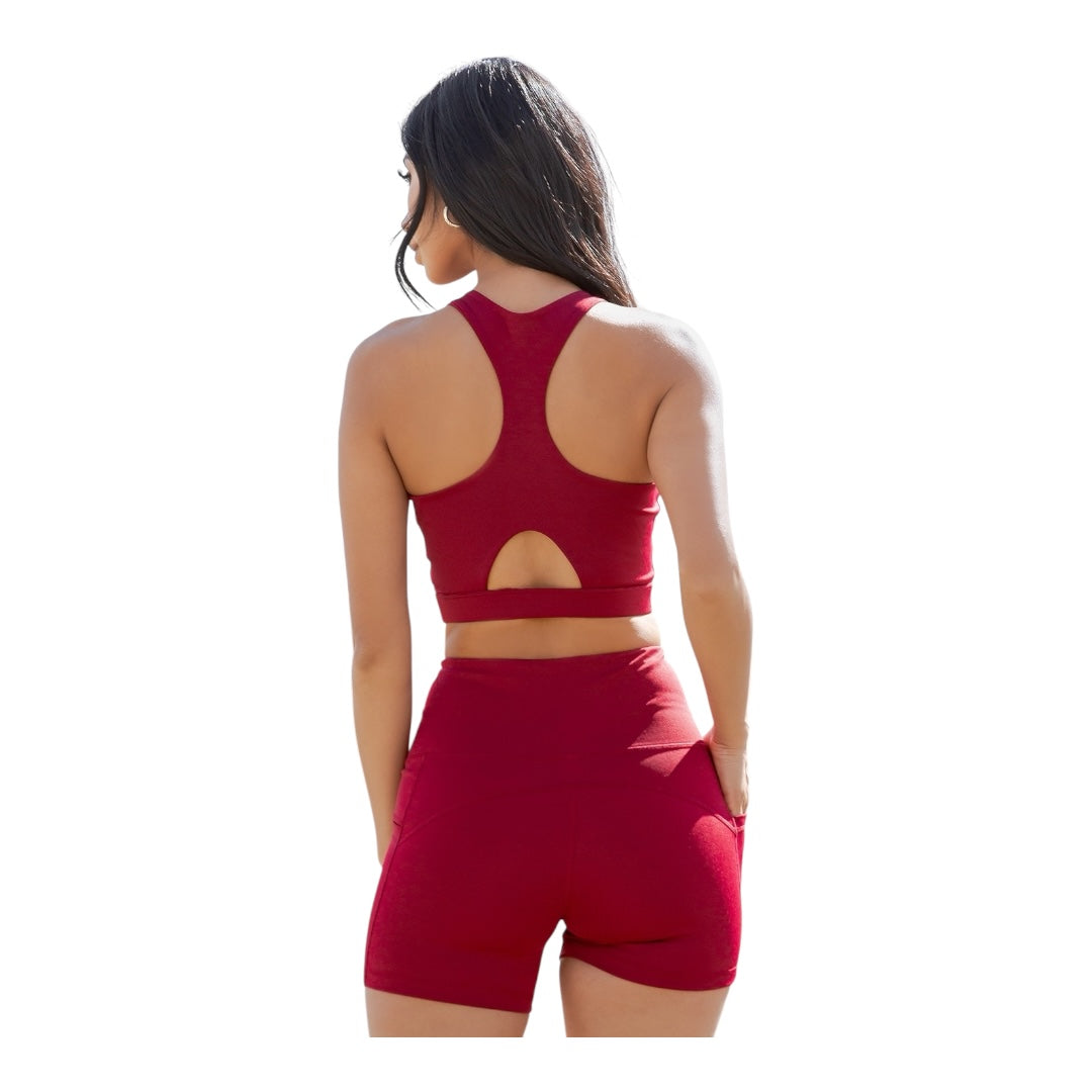 SPORTS BRA CROP TOP & BIKER SHORT SET
