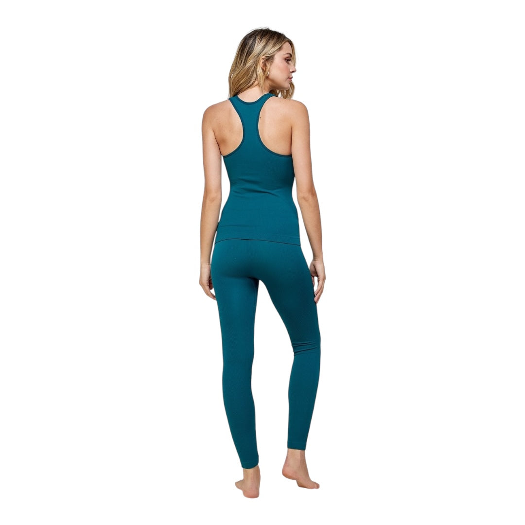 Ribbed Seamless Tank Top Legging Lounge Set