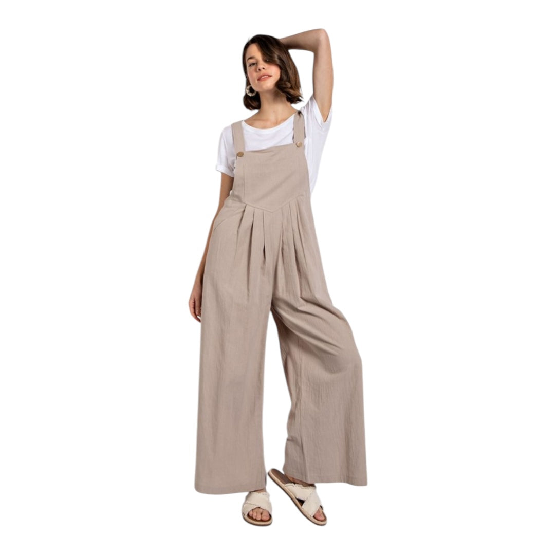 Pintuck Detail Overall with Side Pockets