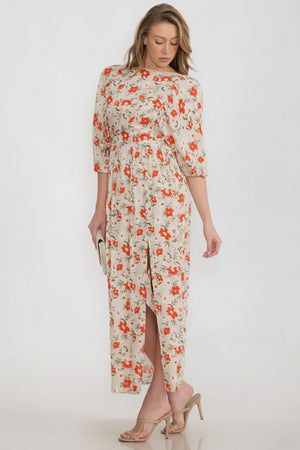 Open-back floral maxi dress