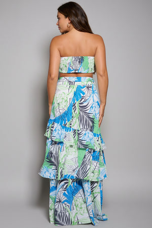 Vibrant tropical foliage crop top set