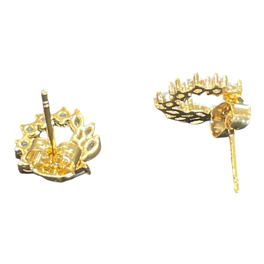 Mixed Cz Cluster Hoop Stud Earrings