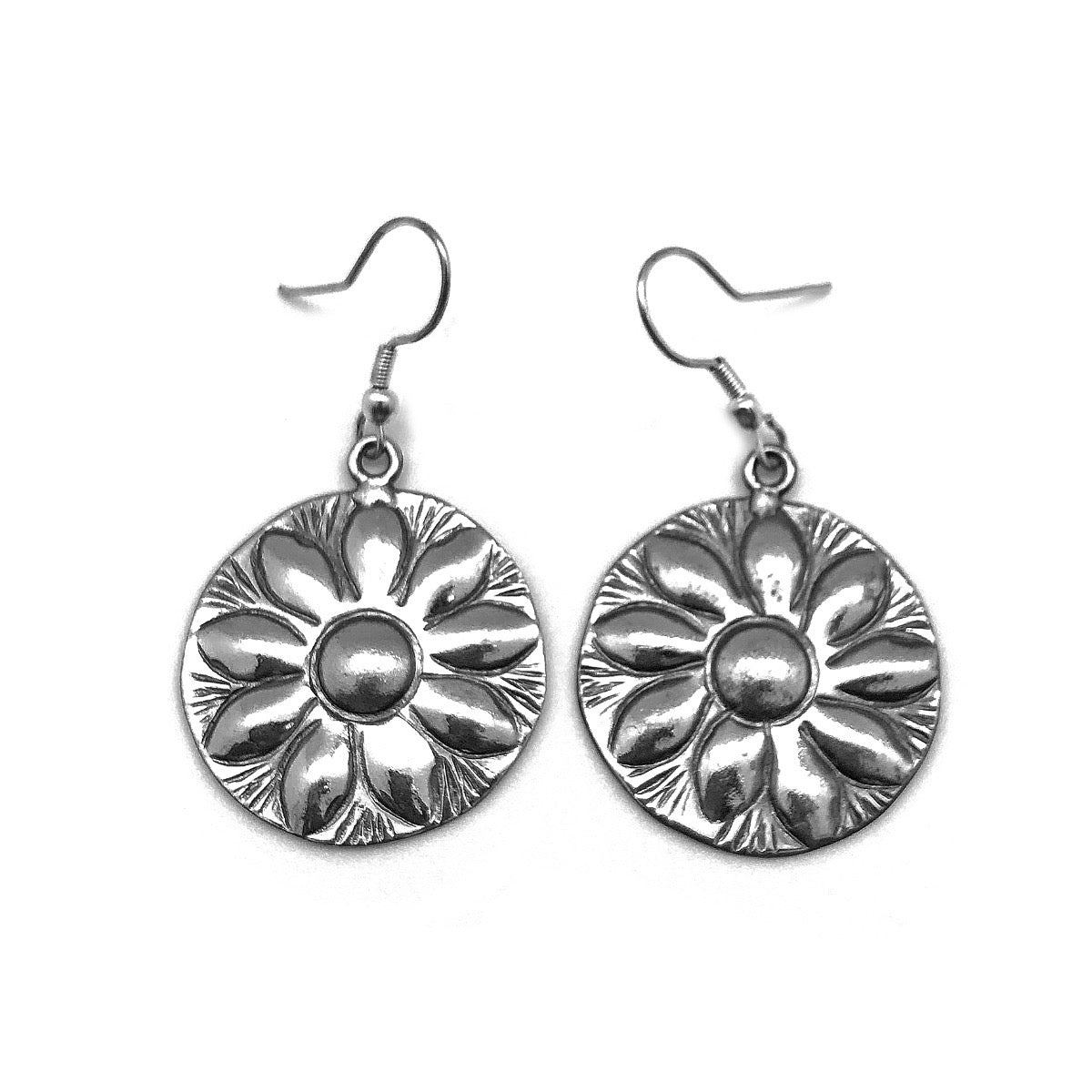 Flower Kashi -Antique silver earrings