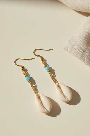 Sachi beaded shell earrings side view