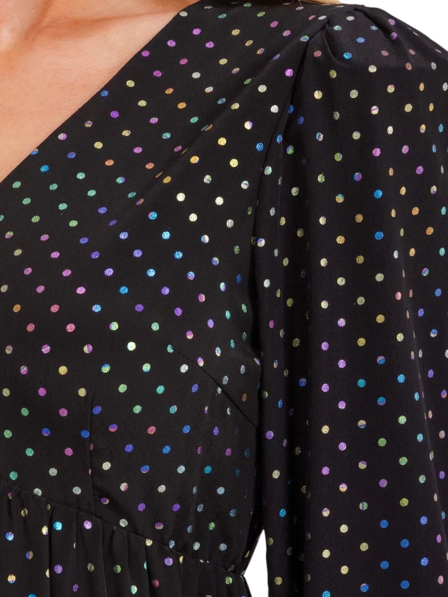 BLACK MULTI COLOR POLKA DOT PRINT TUNIC MINI DRESS