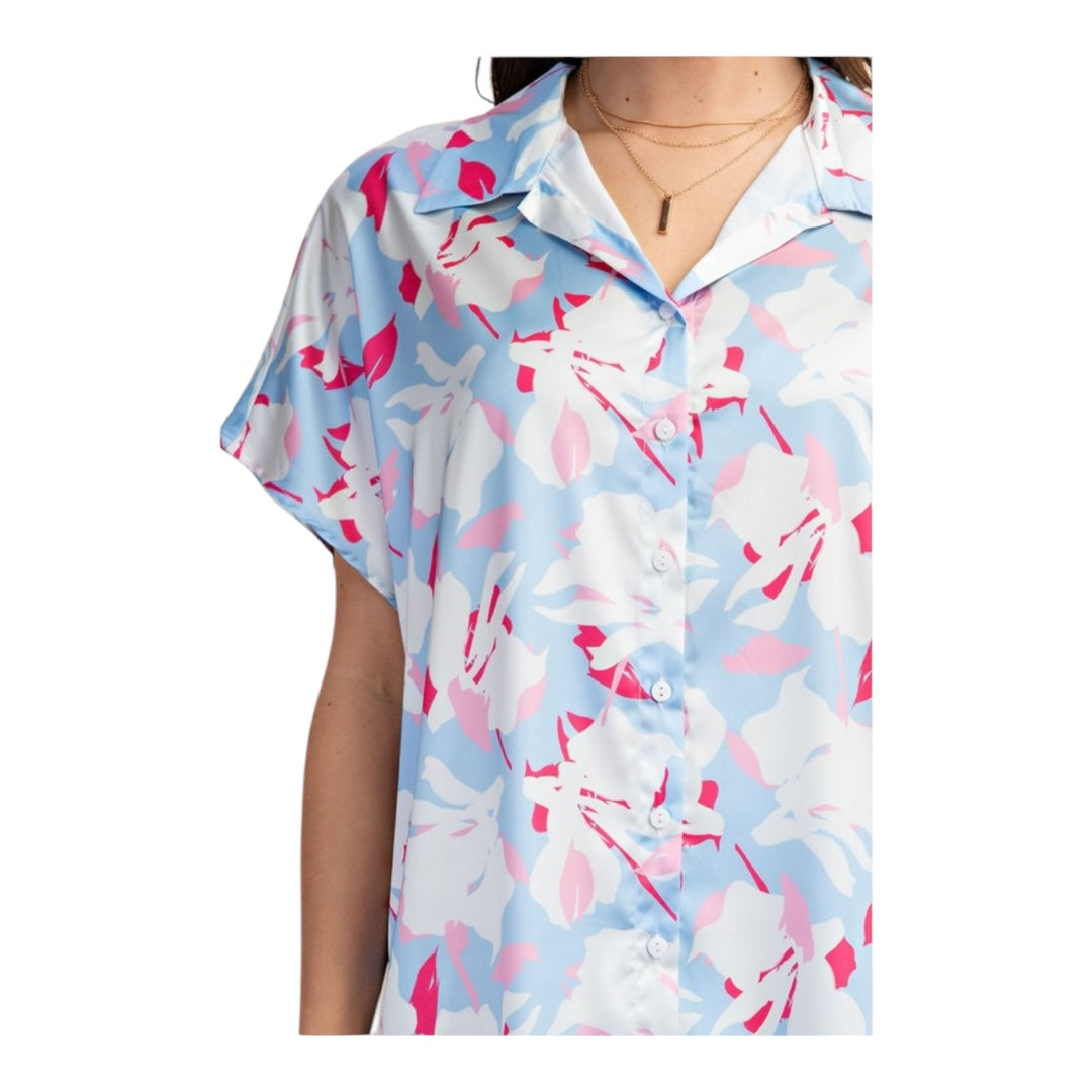 WATERCOLOR GARDEN FLORAL PRINT TOP