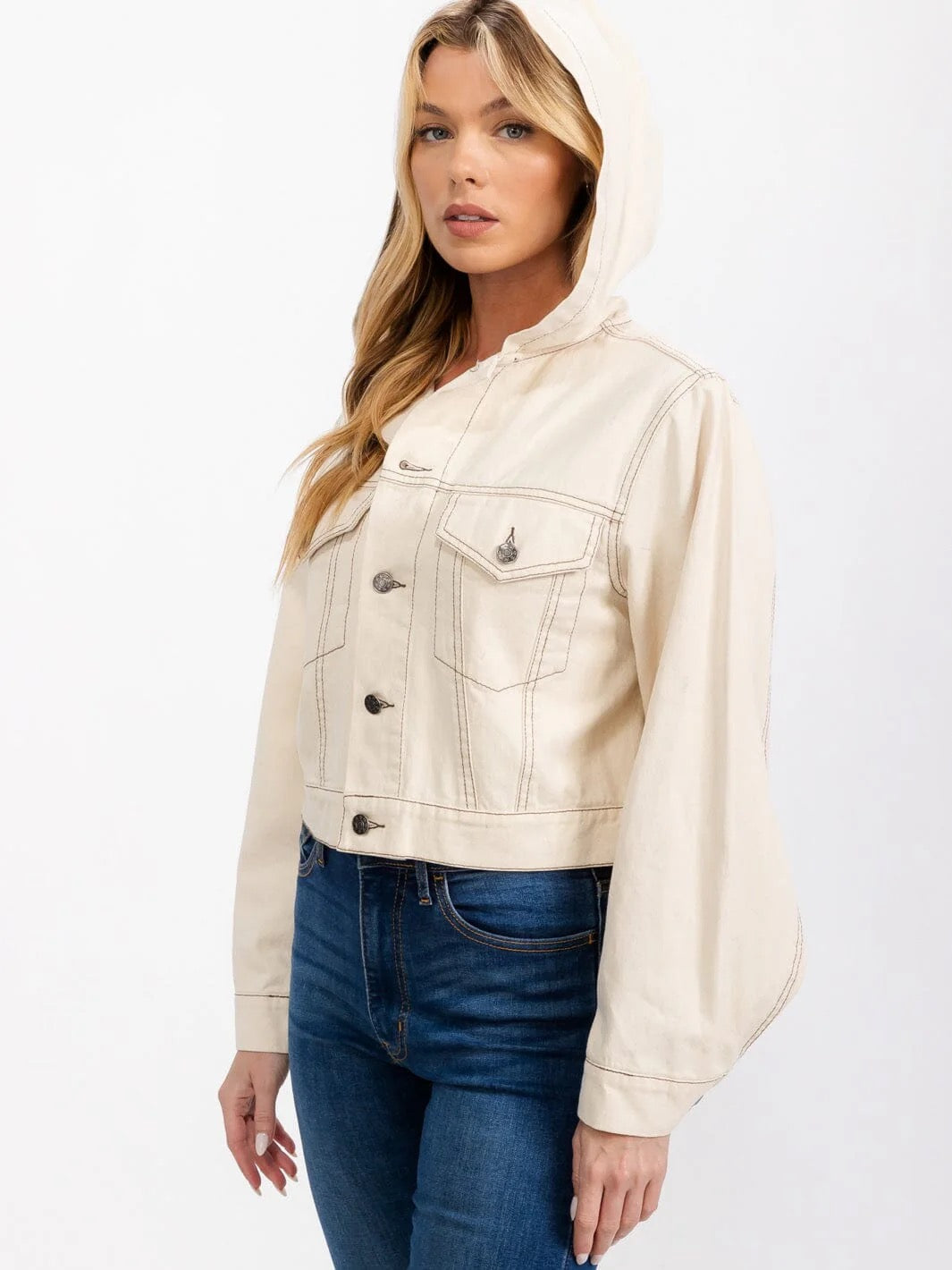 THE UNITY CROP HOODIE SOFT DEMIN JACKET