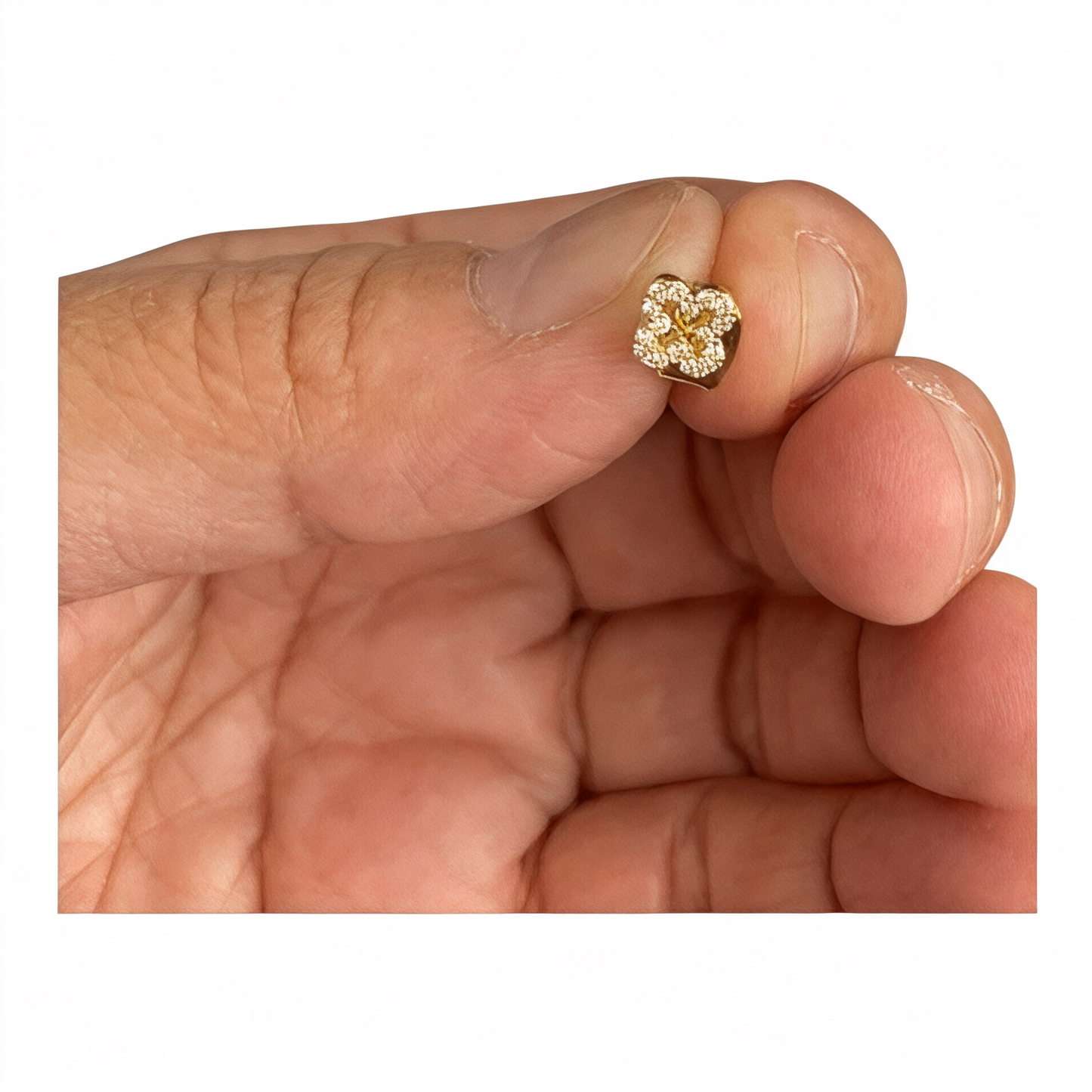 Gold Mini Cz Pave Clover Stud Earrings
