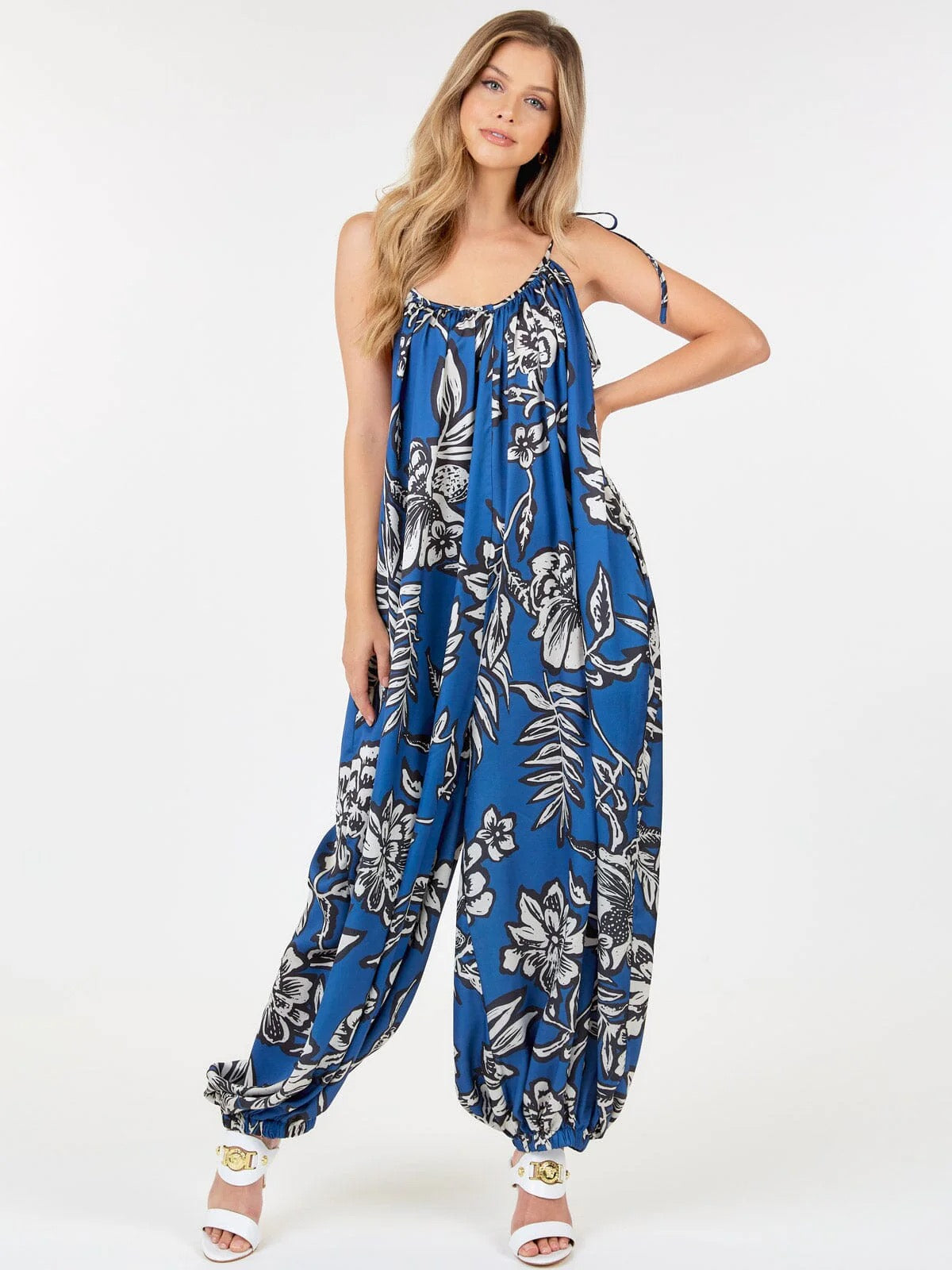 BALI BREEZE BLUE FLORAL PRINT JUMPSUIT