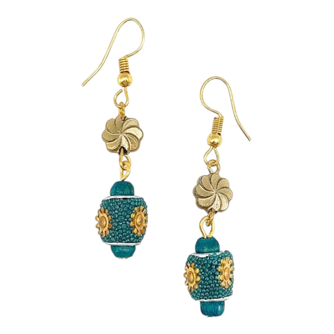Sachi Ocean Sky Single Bead and Gold Earrings
