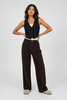 Wide-leg gray blue pants side view