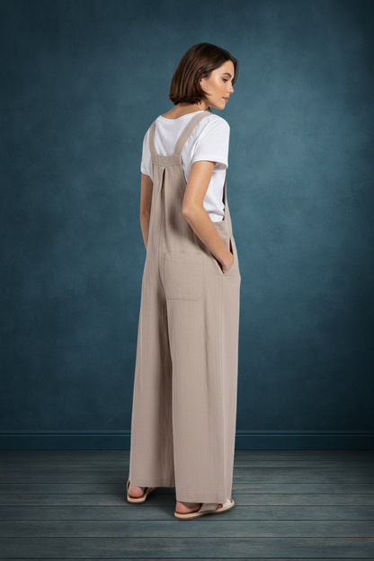 Pintuck Detail Overall with Side Pockets