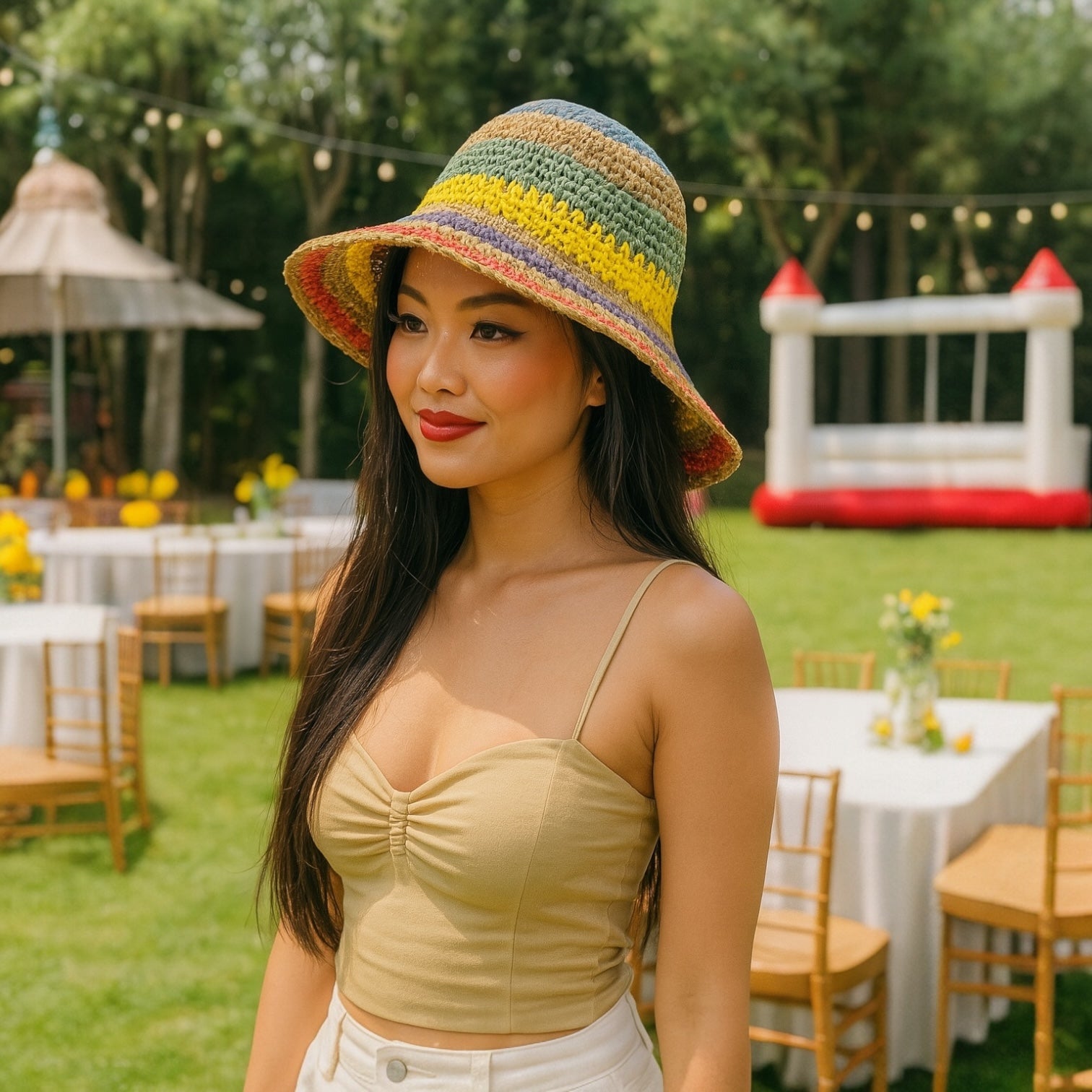 BOHEMIAN STARBURST STRAW BUCKET HAT