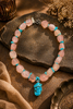 Rose quartz and Arizona turquoise statement necklace in sterling silver