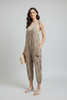 Shoulder tie tribal print jumpsuit