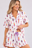 Champagne PJ set elastic-waist shorts