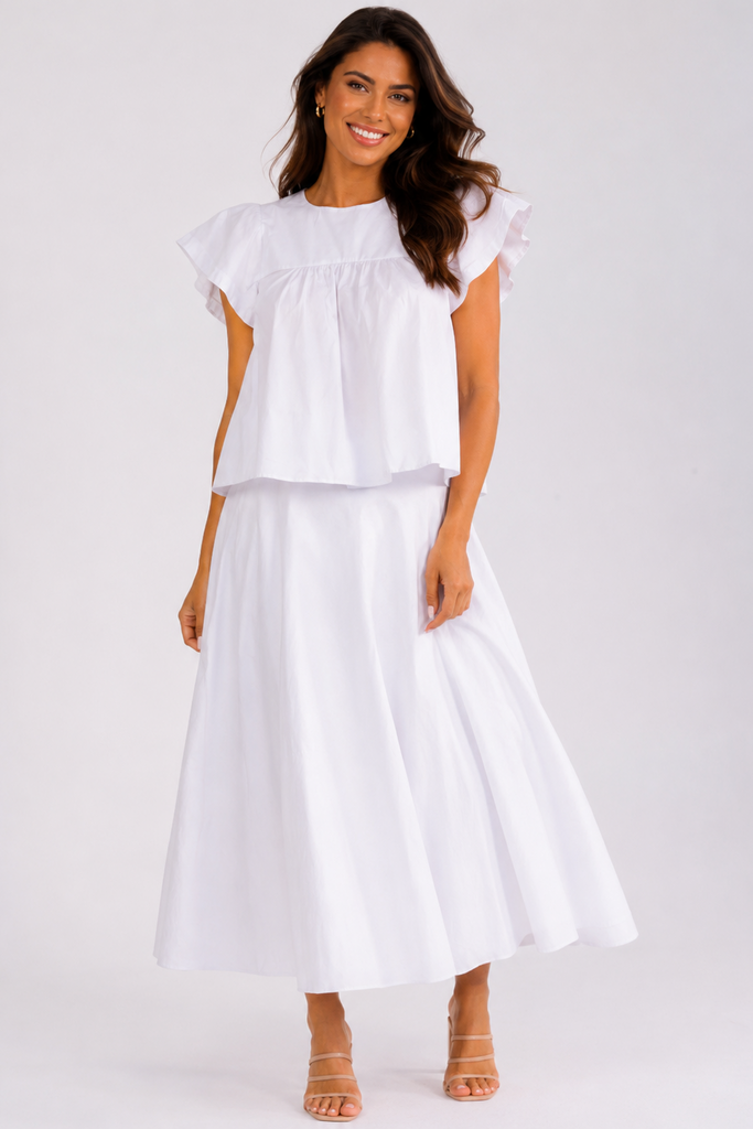 Lotus maxi skirt set with rayon blouse and flowing maxi skirt