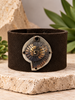 Ammonite Metal Leather Cuff Bracelet