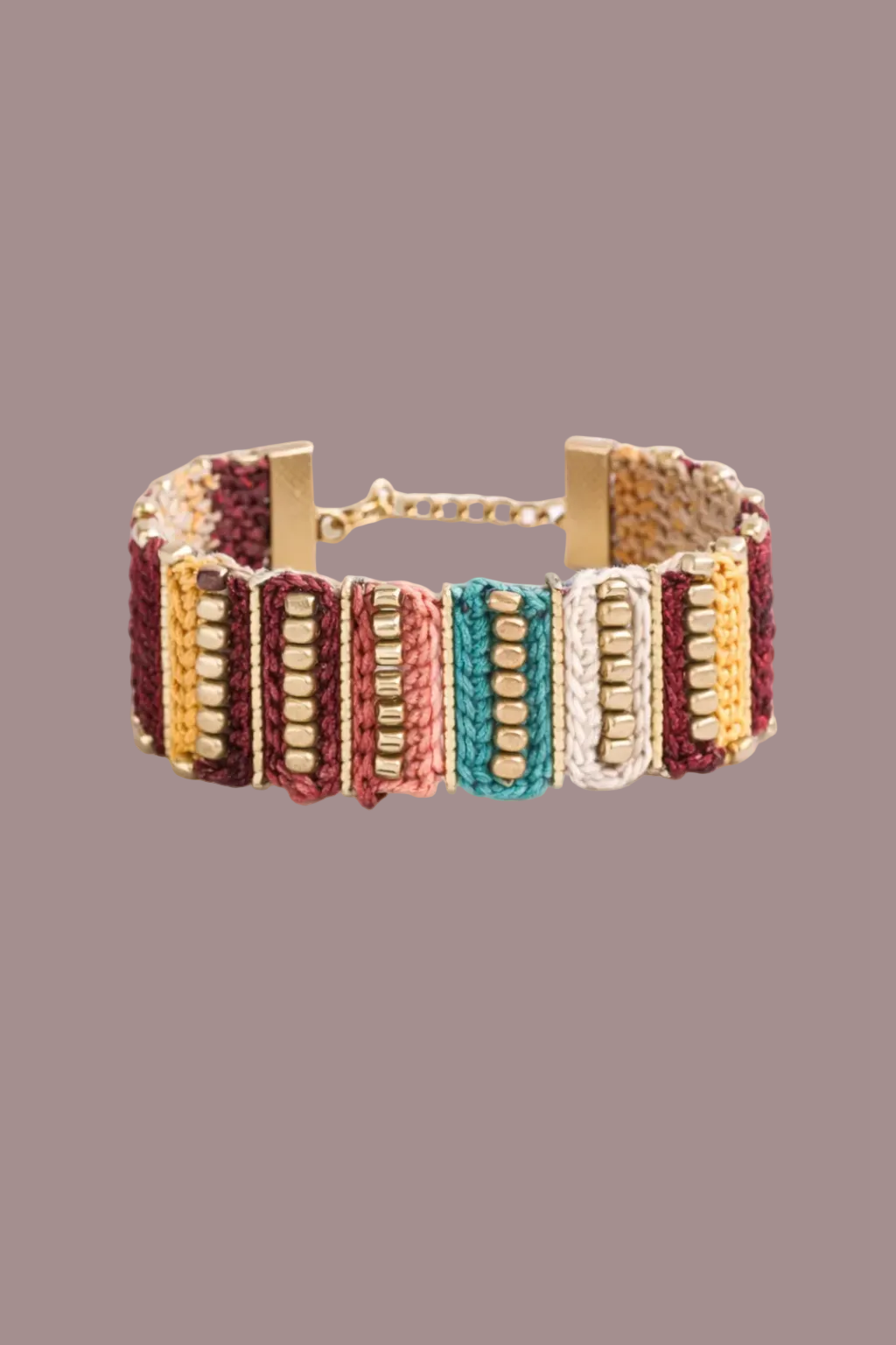 Handmade Woven Striped Beaded Bracelet