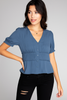 Button-down pintuck blouse front