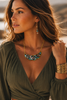 Mystic Crescent collar necklace in brass and copper