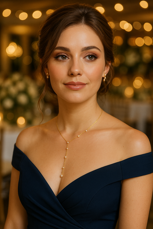 Dainty Chain Pearl Bead Lariat Necklace