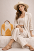 Handcrafted macrame bag with wooden handle