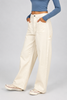 Gray blue high-waist wide-leg pants close up