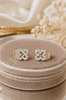 CZ pave four-leaf clover stud earrings