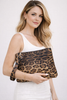 Leopard print oversized clutch with interior pockets