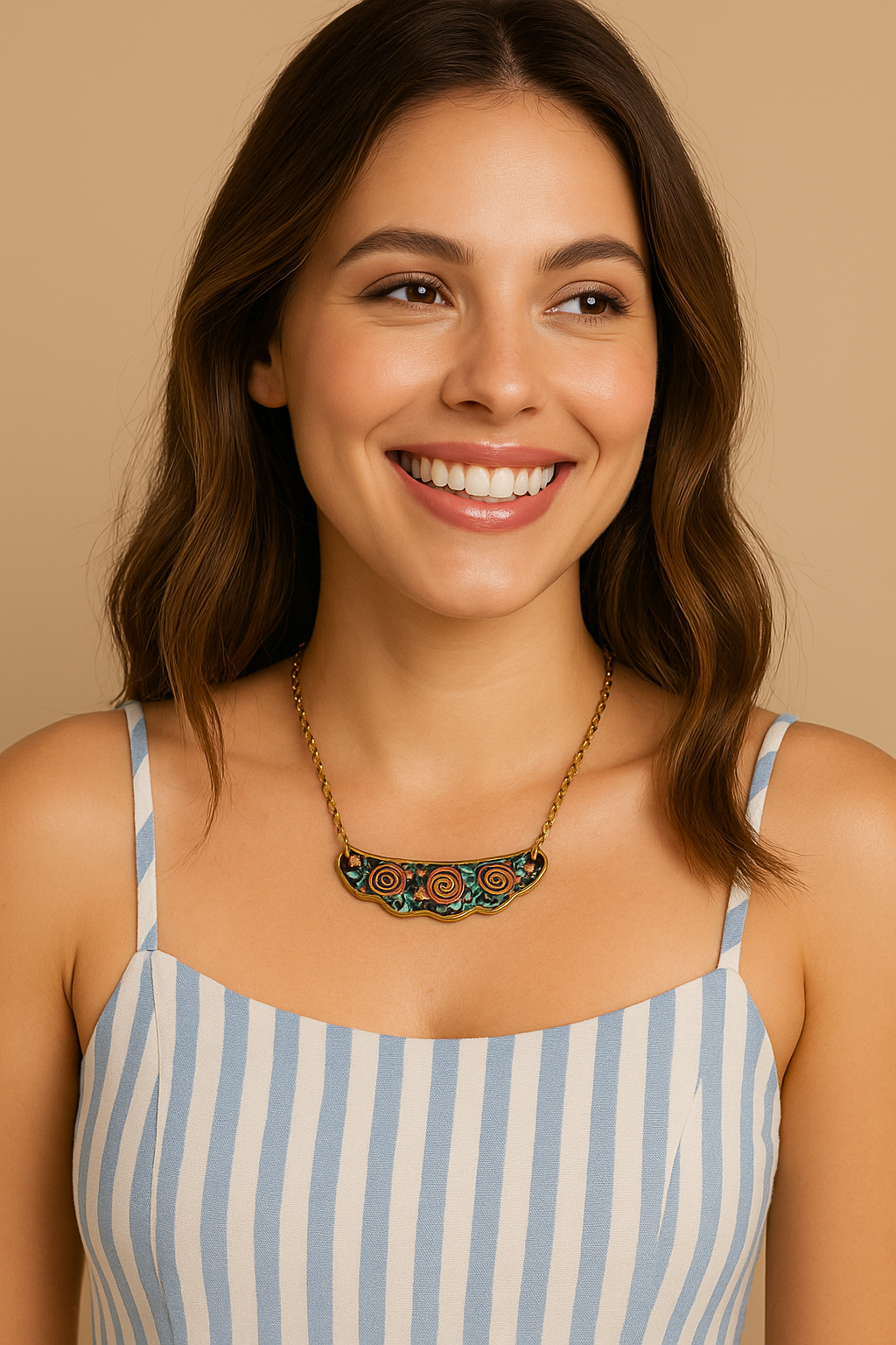 Brass and Copper with Blue/Green Patina Necklace