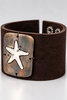 Starfish Accent Leather Cuff Bracelet