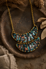 Double plate brass and copper blue-green patina necklace