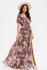 Violet bloom surplice slit flow maxi dress