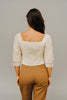 Lace sleeve tweed top in natural hues